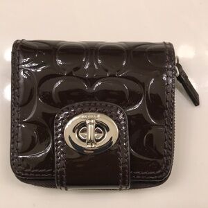 Coach Dark Brown Patent Leather Wallet